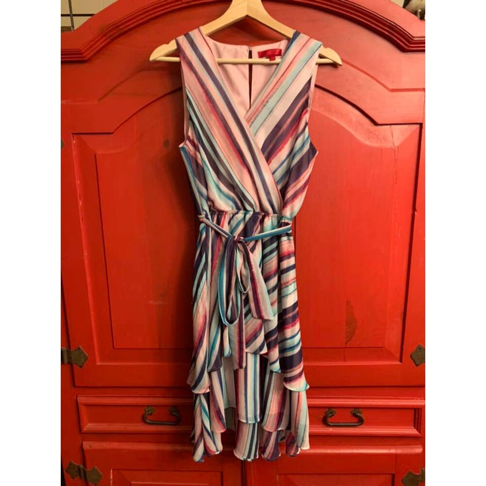 Jennifer Lopez Small Summer Dress Soft Swingy Ruffles Fully Lined Worn One Time